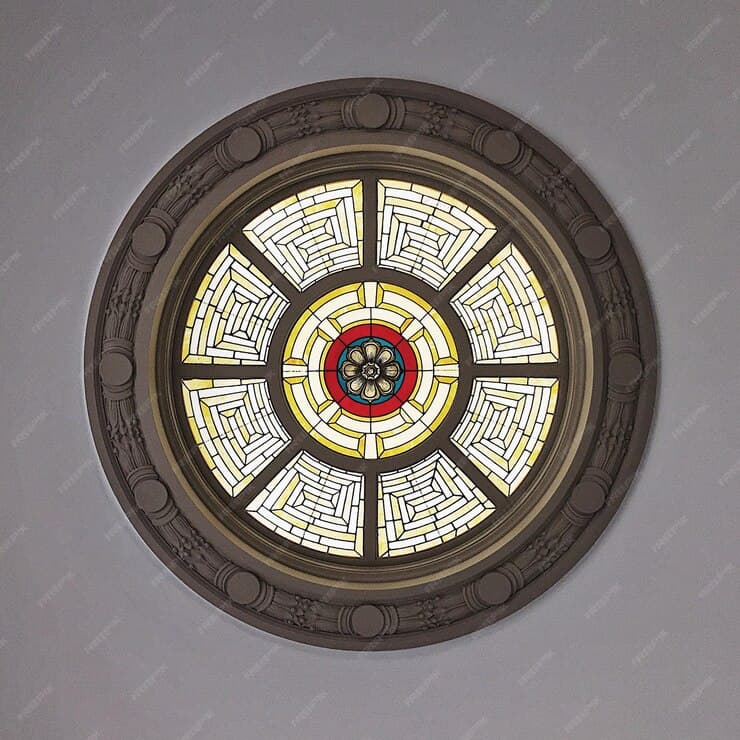 شباك دائري مزخرف من الحجر الطبيعي